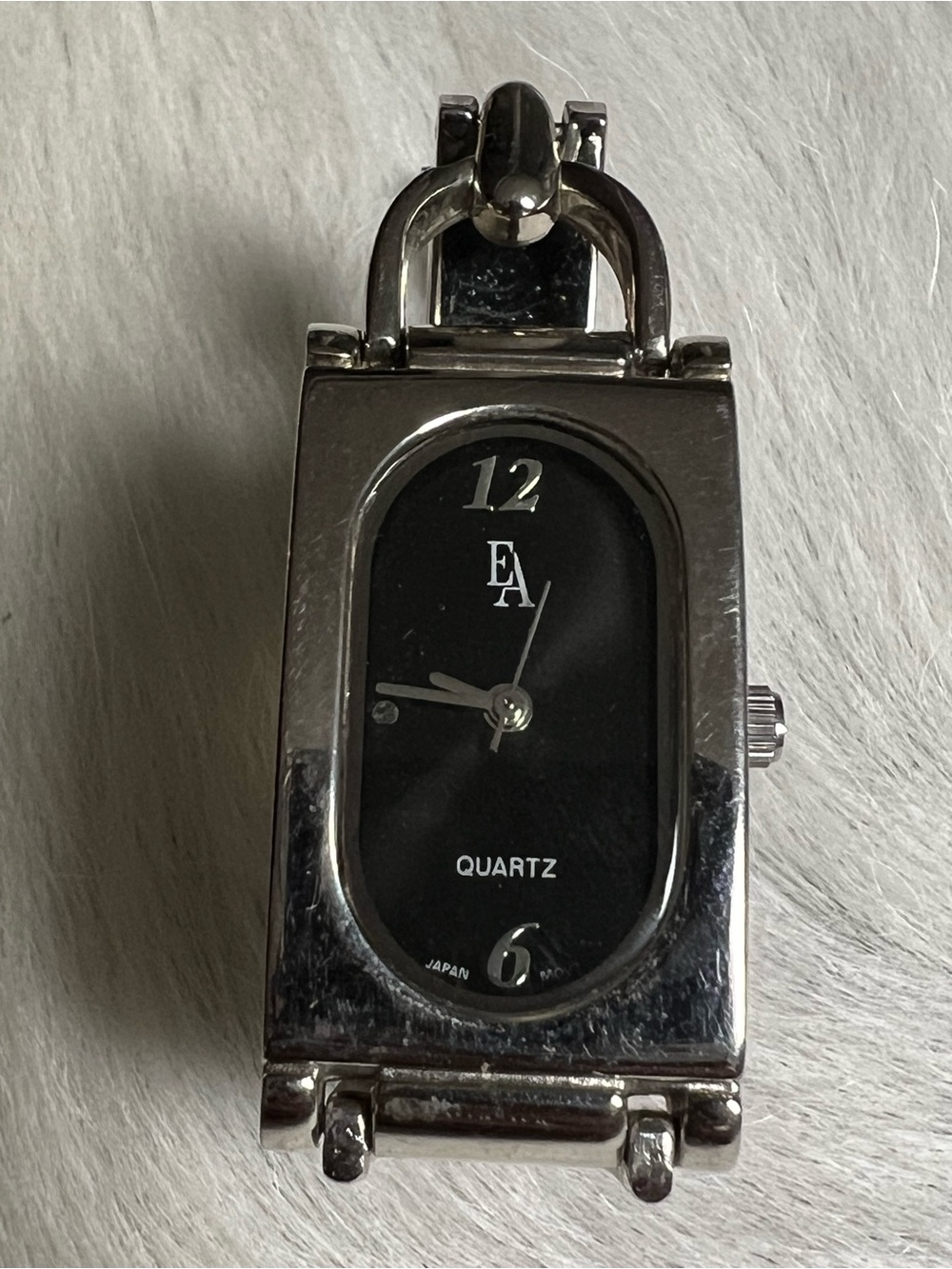 Etienne Aigner Silver-Tone Rectangular Quartz Watch - Black Dial